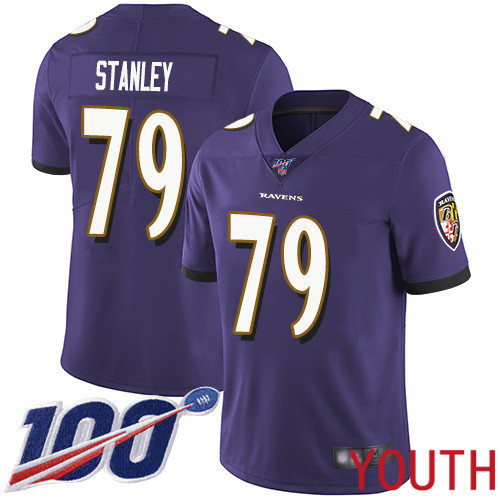 Baltimore Ravens Limited Purple Youth Ronnie Stanley Home Jersey NFL Football #79 100th Season Vapor Untouchable